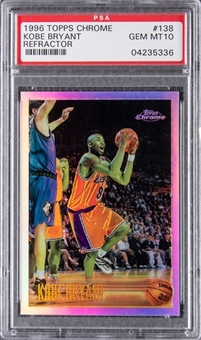 1996-97 Topps Chrome Refractors #138 Kobe Bryant Rookie Card - PSA GEM MT 10